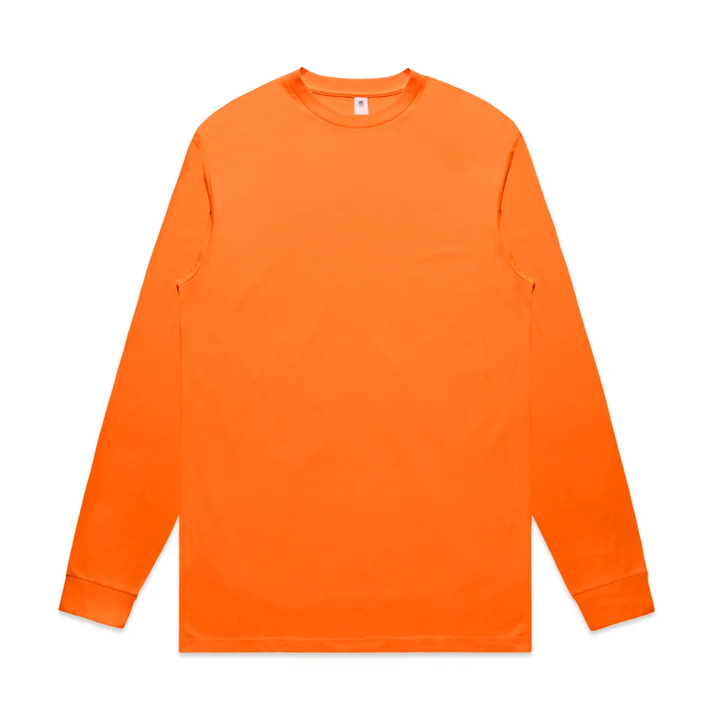 Custom-print long sleeve tee blank — Block Safety L/S Tee, AS Colour style 5054F