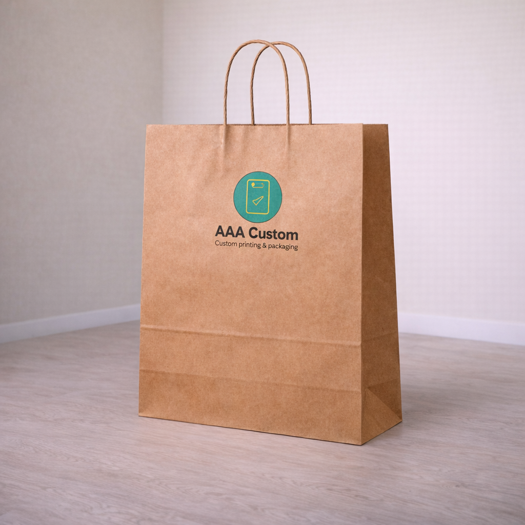 Custom jumbo kraft paper bags — 18 x 7 x 18 3/4 in, in use, lifestyle 2