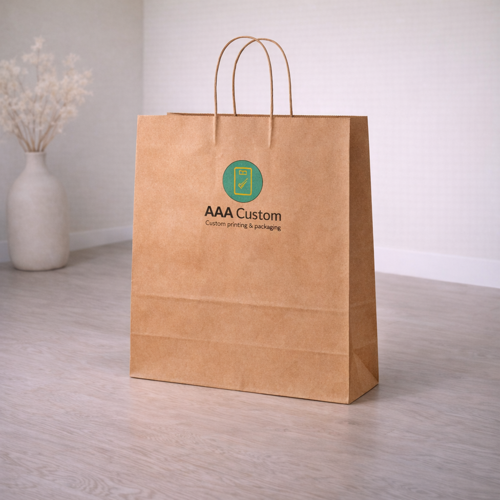 Custom jumbo kraft paper bags — 18 x 7 x 18 3/4 in, in use, lifestyle 3