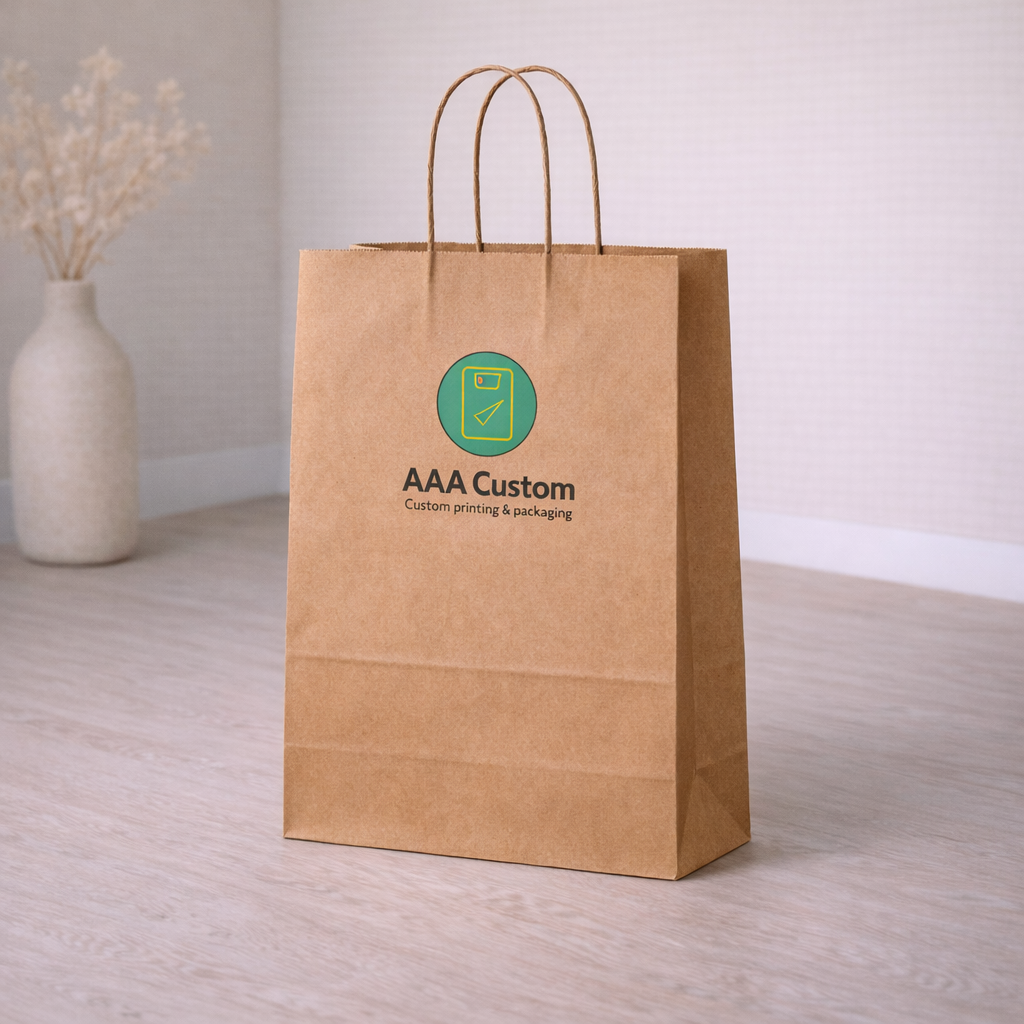 Custom mart kraft paper bags — 13 x 7 x 17 in, in use, lifestyle 3