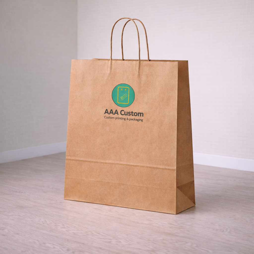 Custom queen kraft paper bags — 16 x 9 3/4 x 17 1/4 in, in use, lifestyle 2