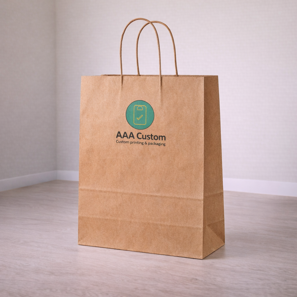 Custom vogue kraft paper bags — 16 x 6 x 12 in, in use, lifestyle 1