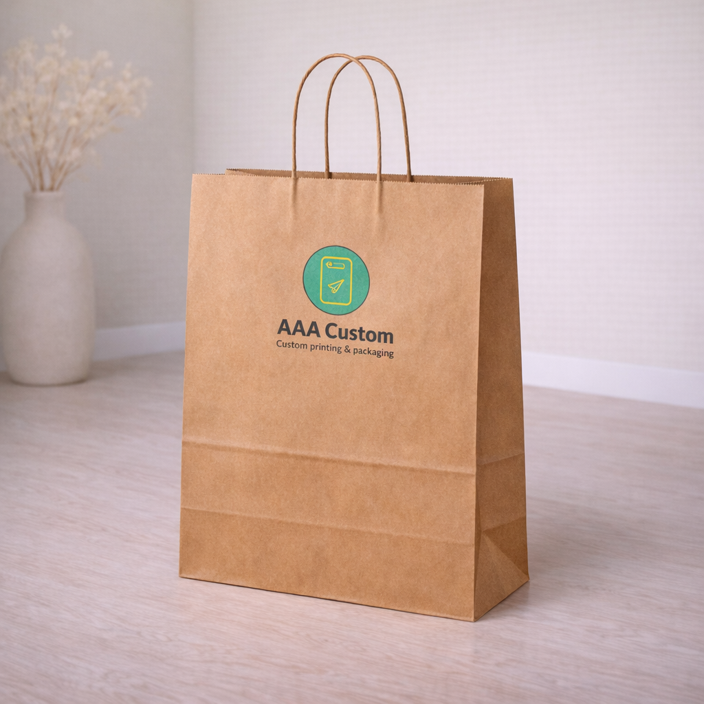 Custom vogue kraft paper bags — 16 x 6 x 12 in, in use, lifestyle 3